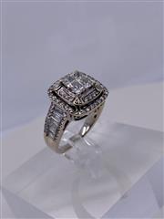 Lady's Diamond Cluster Ring 96 Diamonds 1.80 Carat T.W. 14K White Gold 6.1g